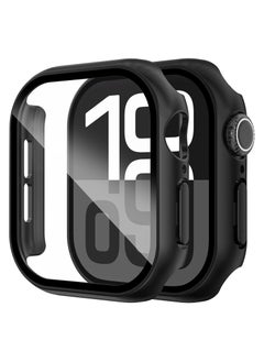 SNW 2 Pack Compatible with Apple Watch Series 10 Case 46mm for Men Women, Hard PC Case with Tempered Glass Apple Watch Screen Protector for 42mm 46mm iWatch 10 Cover (46mm, Black/Black)  - Image 1