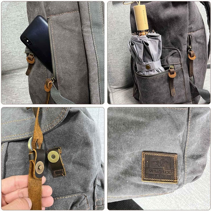 AUGUR High Capacity Canvas Vintage Backpack - for Camping Hiking Travel 12-17" Laptop - Image 4