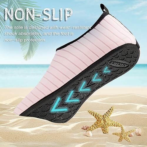 ANLUKE Water Shoes Barefoot Aqua Yoga Socks Quick-Dry Beach Swim Surf Shoes for Women Men Pink 40/41 - Image 2
