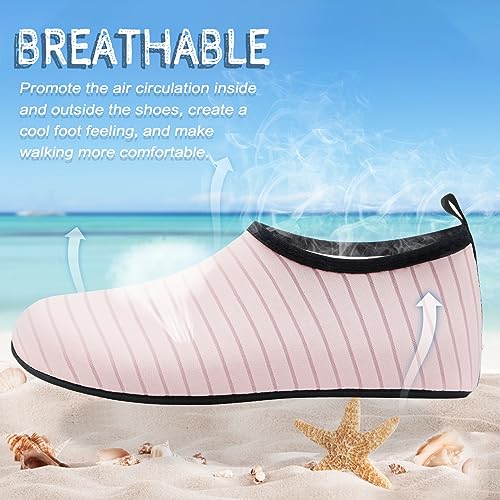 ANLUKE Water Shoes Barefoot Aqua Yoga Socks Quick-Dry Beach Swim Surf Shoes for Women Men Pink 40/41 - Image 3