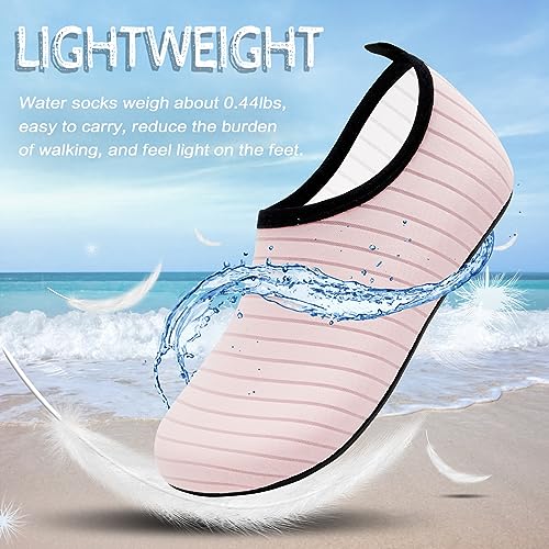 ANLUKE Water Shoes Barefoot Aqua Yoga Socks Quick-Dry Beach Swim Surf Shoes for Women Men Pink 40/41 - Image 4