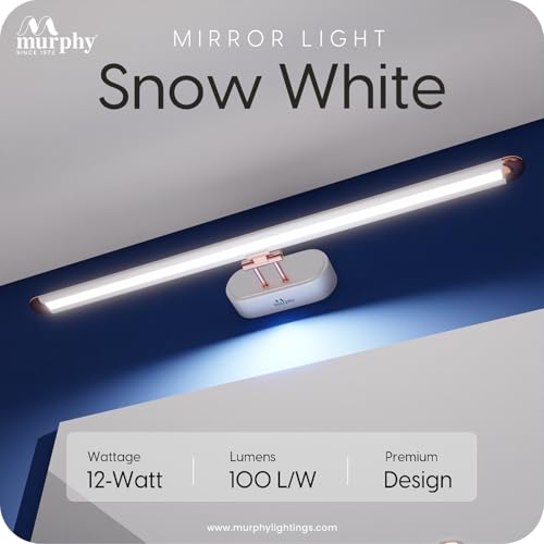 Murphy 12W 3-in-1 Color Chnaging White Finish LED Mirror Picture Wall Light,Bathroom Vanity Led Mirror Light with 2 Year Warranty (Cool White/Warm White/Natural White)-Pack of 1 - Image 2