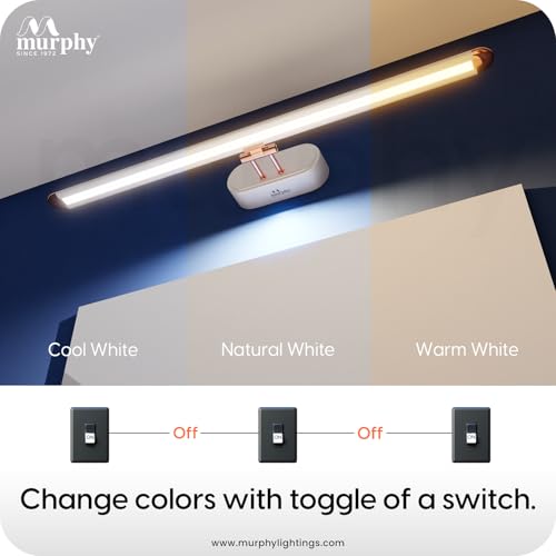 Murphy 12W 3-in-1 Color Chnaging White Finish LED Mirror Picture Wall Light,Bathroom Vanity Led Mirror Light with 2 Year Warranty (Cool White/Warm White/Natural White)-Pack of 1 - Image 4