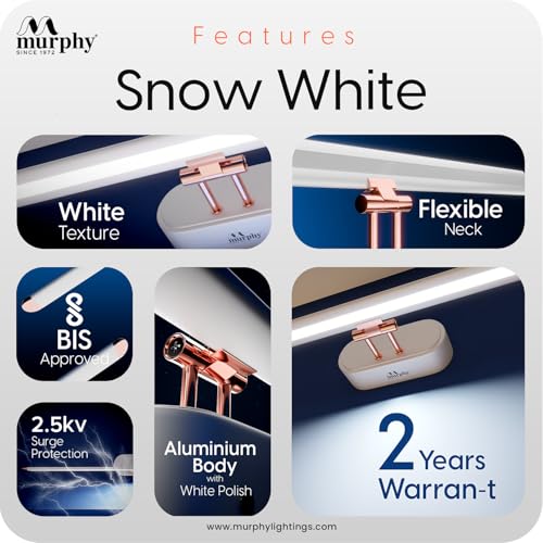 Murphy 12W 3-in-1 Color Chnaging White Finish LED Mirror Picture Wall Light,Bathroom Vanity Led Mirror Light with 2 Year Warranty (Cool White/Warm White/Natural White)-Pack of 1 - Image 3