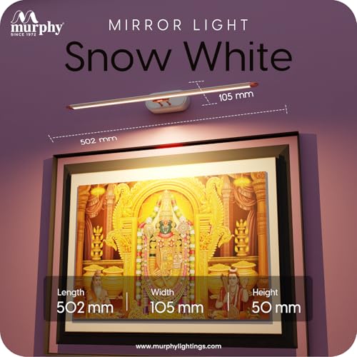 Murphy 12W 3-in-1 Color Chnaging White Finish LED Mirror Picture Wall Light,Bathroom Vanity Led Mirror Light with 2 Year Warranty (Cool White/Warm White/Natural White)-Pack of 1 - Image 5