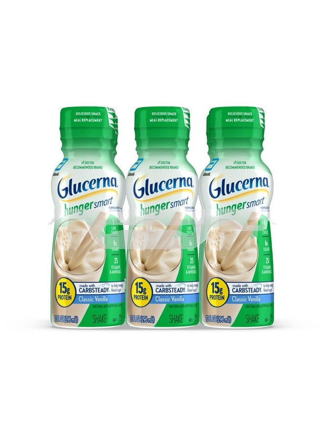 جلوسيرنا مشروب Hunger Smart Shake لمرضى السكر، للتحكم في نسبة السكر في الدم، 15 جرام بروتين، 180 سعرة حرارية، نكهة الفانيليا الكلاسيكية، زجاجة سعة 10 أونصات سائلة، 6 عبوات - Image 1