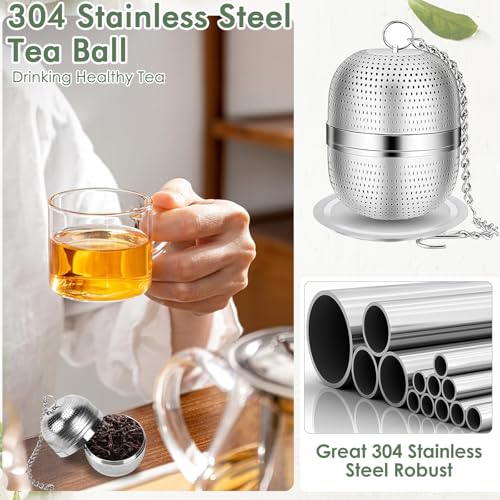 CoolShef Tea Infuser Ball Stainless Steel – Fine Mesh Tea Strainer Infuser with Chain & Drip Tray, 304 Steel Tea Ball for Loose Leaf & Herbal Tea, Easy to Clean, Fits Mugs & Teapots - Image 5