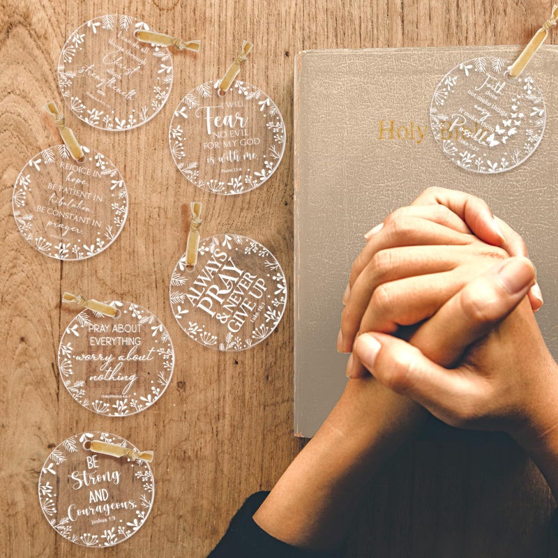 Barydat 50 يضع الهدايا الدينية الدينية أكريليك الشجرة الشجرة الحلي الحزبية المسيحية الحزب يفضل الله آية الأناجيل المصغرة في هدايا كبيرة من الإكسسوارات المسيحية اللطيفة للنساء الأخوات العائلية - Image 4