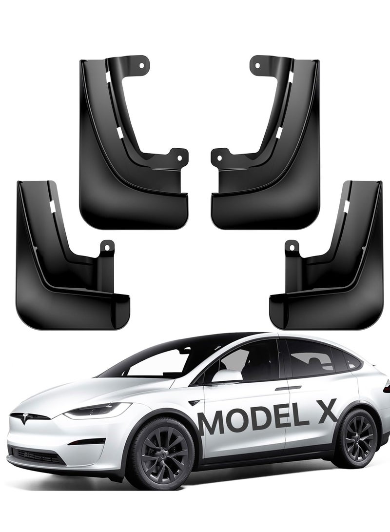 Excefore Mud Flaps for Tesla Model X, Military-Grade All-Weather Splash Guards, No Drilling Required, Tire Protection Fender Body Kits, Exterior Accessories, Black (Set of 4) - Image 1