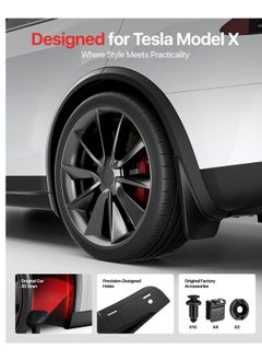 Excefore Mud Flaps for Tesla Model X, Military-Grade All-Weather Splash Guards, No Drilling Required, Tire Protection Fender Body Kits, Exterior Accessories, Black (Set of 4)  - Image 3