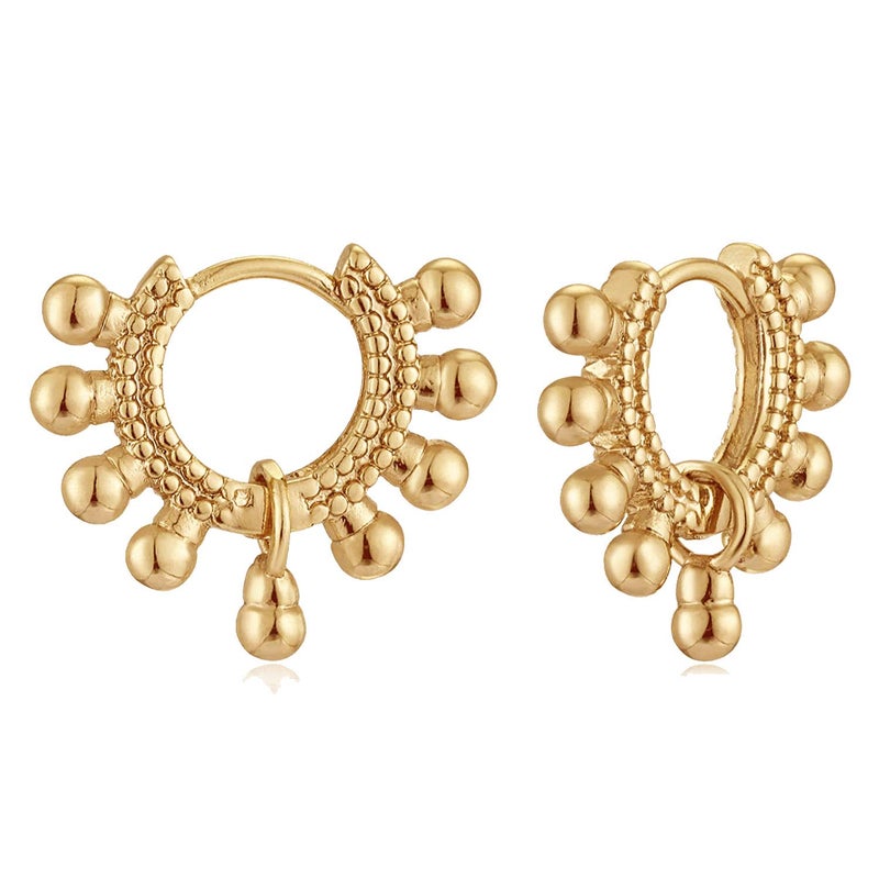 MYEARS Women Ball Earrings Gold Huggie Hoop Bead Dangle Drop 14K Small Simple Hypoallergenic Everyday Jewelry - Image 1