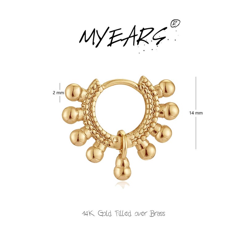 MYEARS Women Ball Earrings Gold Huggie Hoop Bead Dangle Drop 14K Small Simple Hypoallergenic Everyday Jewelry - Image 5