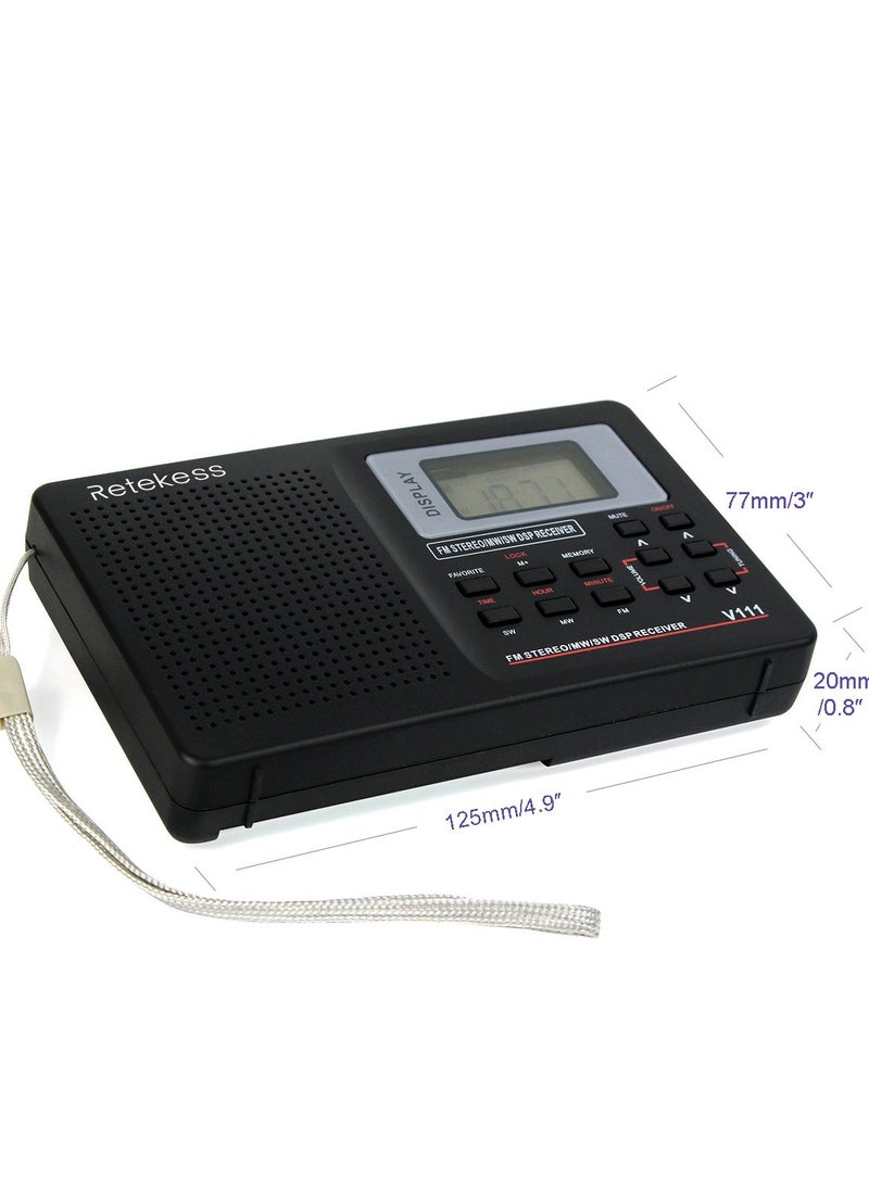 LOULUEN Portable FM/AM/SW Multiband Digital Stereo Radio 