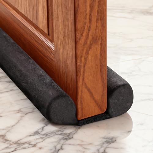 GDHOMM Under Door Draft Stopper Door Sweep Noise Blocker Weather Stripping Size Adjustable 30"-36" Gap Filler & Door Seal, Black - Image 1