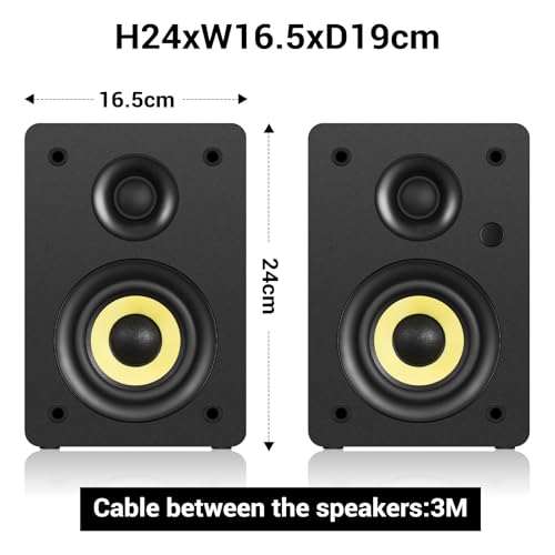Sanyun SW206 80W Active Dual-Mode Bookshelf Speakers, 4” Studio Monitor & HiFi Mode, Upgraded 3D Sound Field, 6.35mm TRS Balanced, Bluetooth 5.4, Optical Coaxial Aux USB 24bit DAC, Black - Image 2