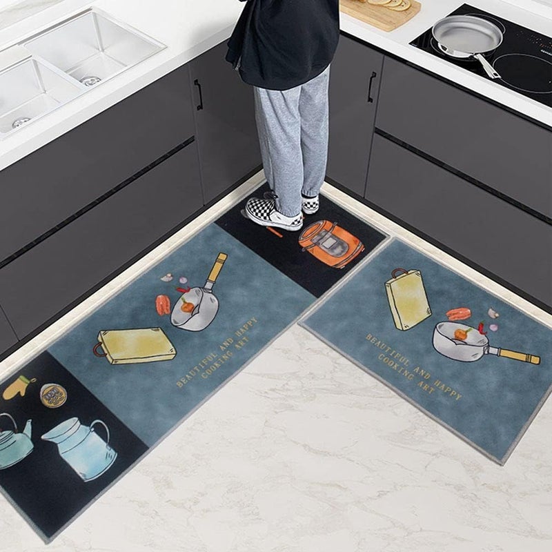 Earwig Anti Fatigue Kitchen Rug Sets 2 Piece Non Slip Kitchen Mats for Floor Kitchen Rugs and Mats Comfort Standing Mat Runner for Kitchen OfficeSinkLaundry EA03 - Image 1