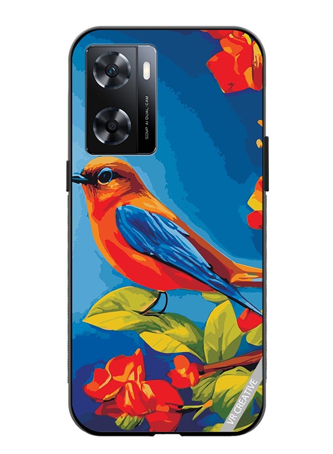 VR CREATIVE Protective Case Cover For Oppo A57/A77s Bird Sits Branch Cherry Blossoms Design Multicolour - Image 1