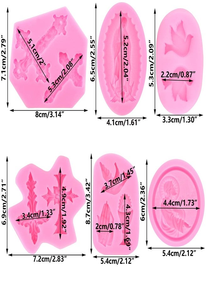 Mujiang Cross Silicone Molds Communion Dove Praying Hands Fondant Molds Virgin Mary Madonna Chocolate Mold For Cake Decorating Gum Paste Candy Polymer Clay Set Of 6 - Image 2