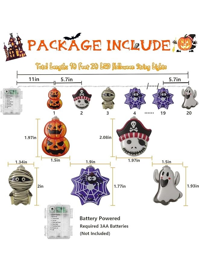 erorex - Halloween String Lights Decorations 20 Led 9Ft Halloween Window Lights Battery Operated Not Included With 2 Modes Pumpkin Led String Lights Window Lights For Home Halloween Party Decor - Image 1