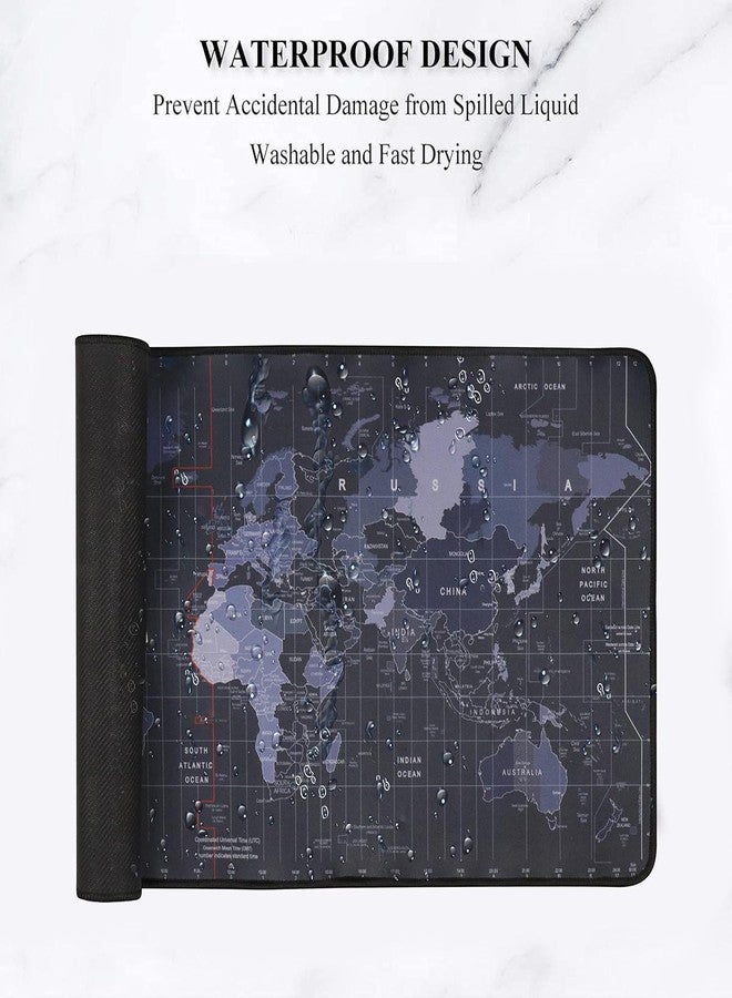 لوحة ماوس كبيرة الحجم من جي جي إنتربرايز بتصميم خريطة العالم (60 سم × 30 سم)، سجادة مكتب كبيرة، قاعدة مطاطية مانعة للانزلاق، سطح مقاوم للماء، حواف مخيطة، لوحة ماوس ألعاب XXL للمكتب والمنزل - Image 5