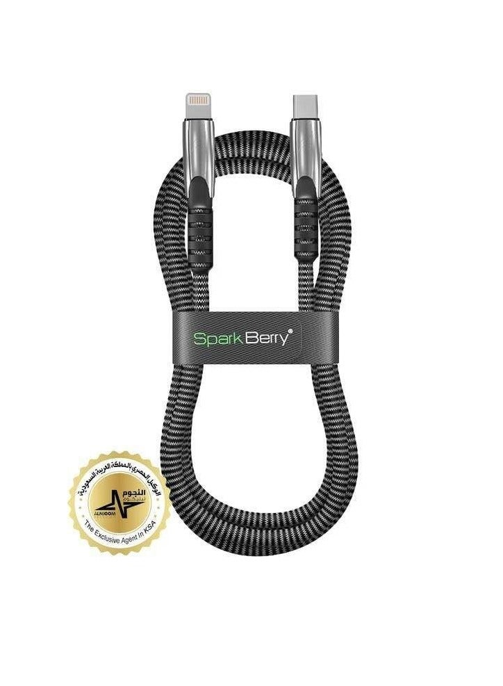 Spark berry PD iPhone cable, 1.2m cm long, 3 amp power, gold and navy blue - Image 2