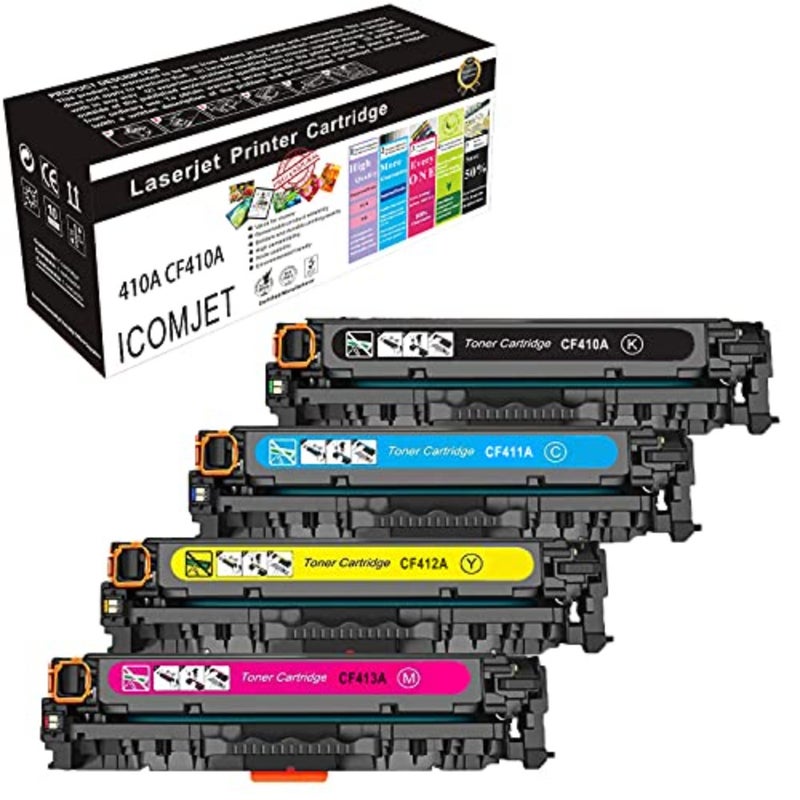 مجموعة خراطيش الحبر المتوافقة مع الطابعة HP Laserjet Pro M452dw/M452nw/M452dn/M377dw/M477fdw/M477fnw/M477fdn، غلاف بلاستيكي، أسود/أرجواني/سماوي/أصفر، إنتاجية عالية وأداء موثوق به - Image 1