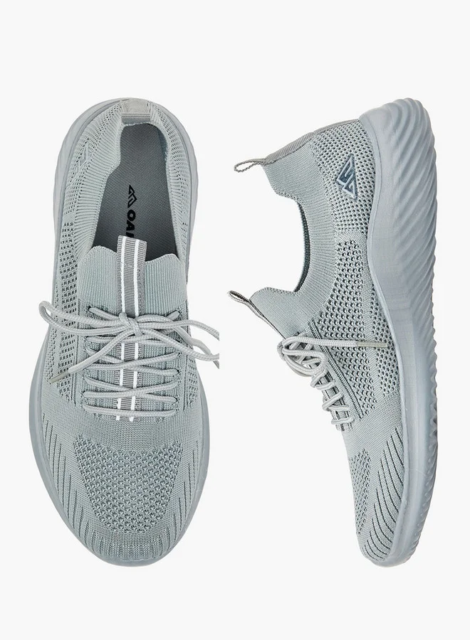 Textured Lace-Up Sports Shoes With Pull Tabs