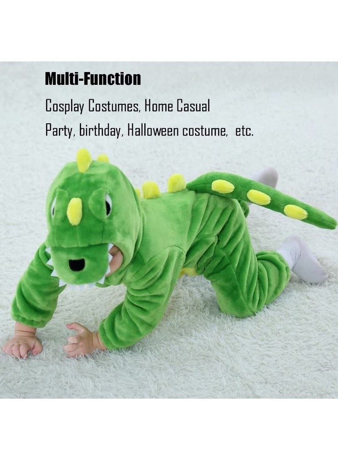 QIAONIUNIU Halloween Baby Green Dinosaur Costumes Toddler Outfit Infants Cosplay Romper 18-24 Months - Image 5