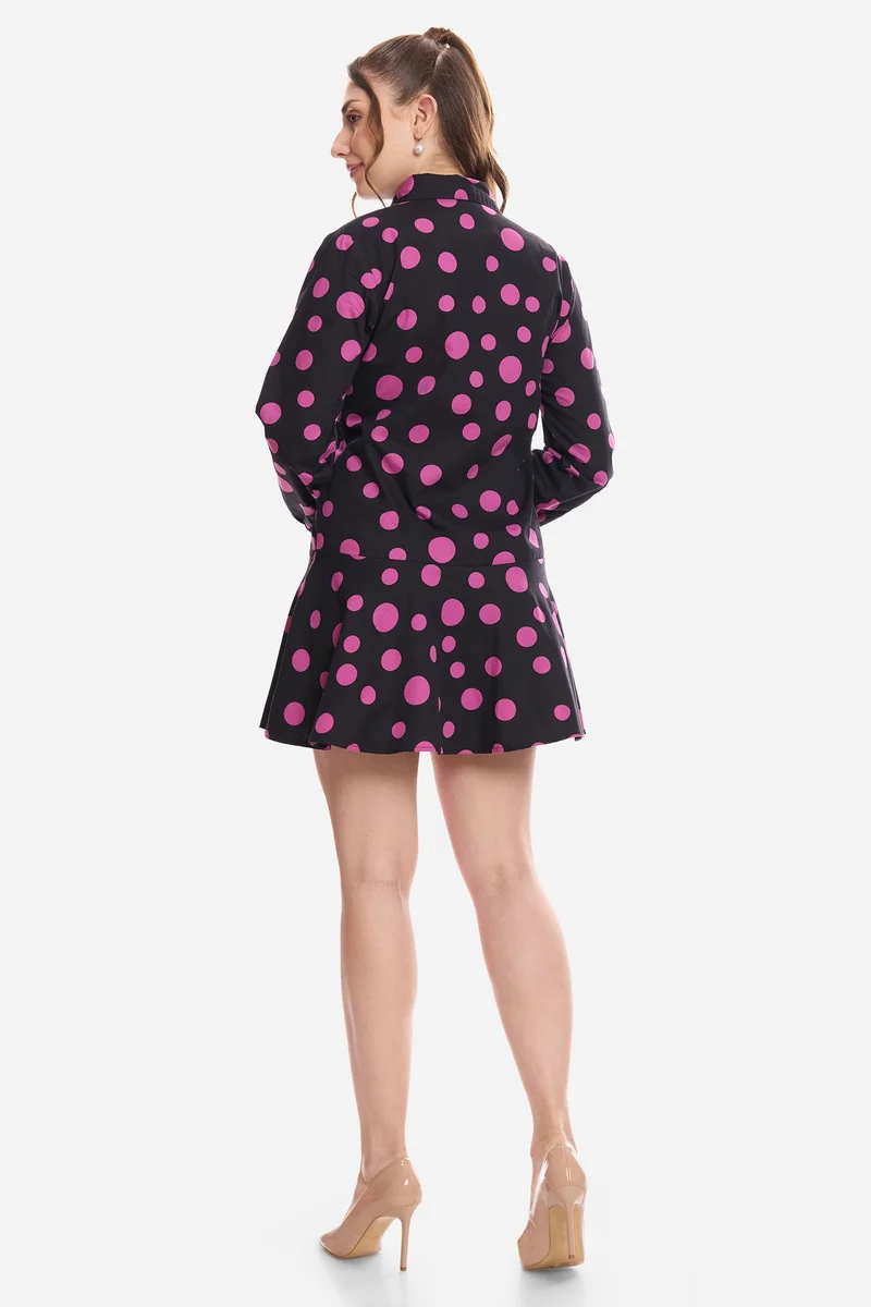 Virgio  Polka Dots Cotton Polka Tiered Shirt Dress for Women for Women | Best Price UAE