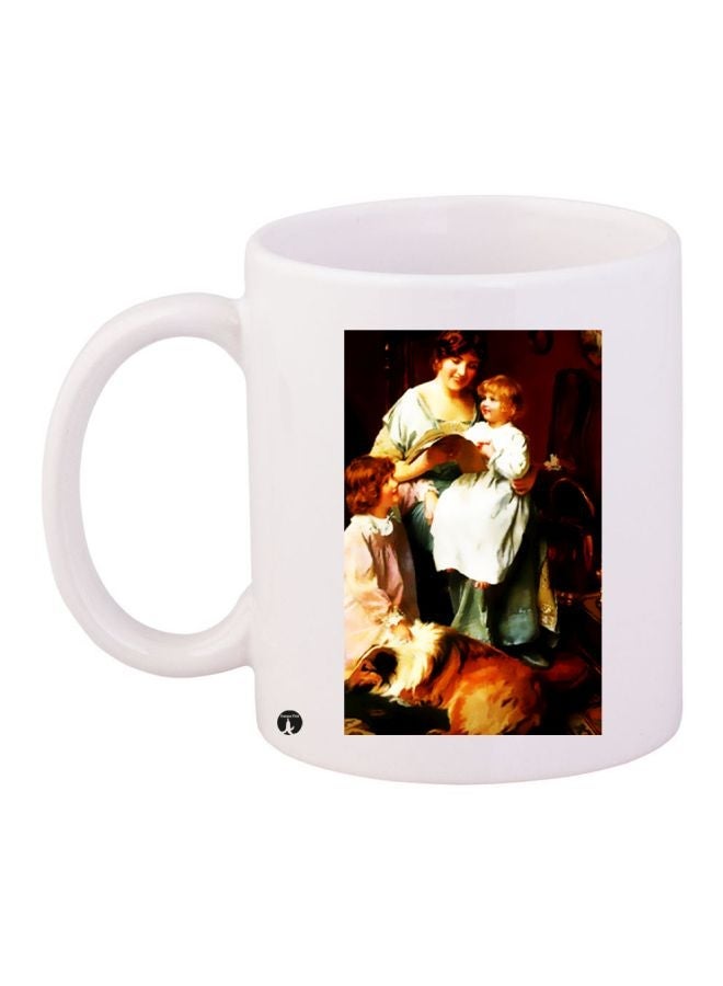 RYN Cartoon Printed Coffee Mug White/Brown/Black 11ounce