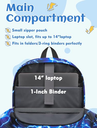 BLUEFAIRY School Backpack for Boys Teenagers Middle School Bags Book Bag for Child Bookbag for Kids with Padded Straps Lightweight Mochilas Escolares para NiÃ±os Lightning Blue - Image 5