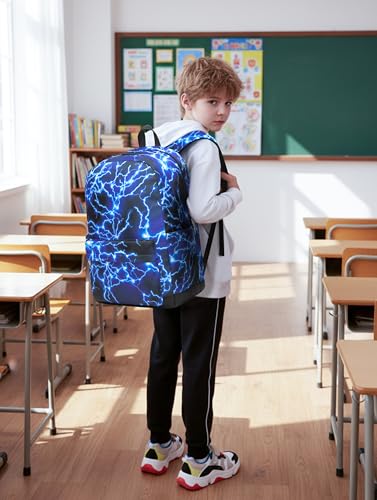 BLUEFAIRY School Backpack for Boys Teenagers Middle School Bags Book Bag for Child Bookbag for Kids with Padded Straps Lightweight Mochilas Escolares para NiÃ±os Lightning Blue - Image 4