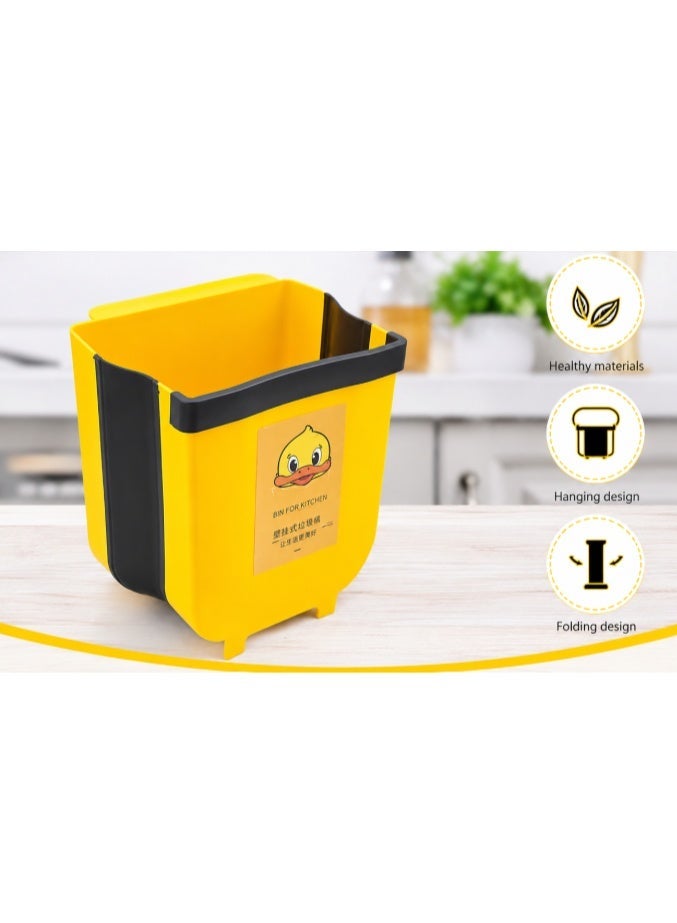 RokShop Foldable Hanging Trash Bin – Space-Saving Design for Kitchen and Home  (yellow) - Image 4