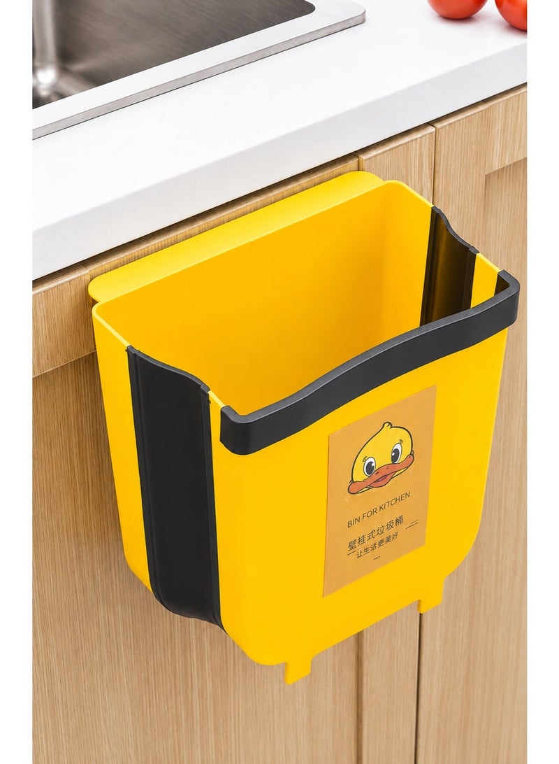 RokShop Foldable Hanging Trash Bin – Space-Saving Design for Kitchen and Home  (yellow) - Image 3