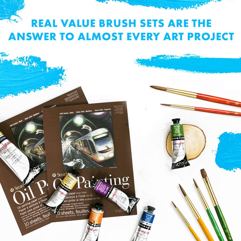 Princeton Real Value, Series 9100, Paint Brush Sets for Acrylic, Oil & Watercolor Painting, Syn White Taklon (Rnd 3/0, 2, 4, Flat 2, 6) - Image 5