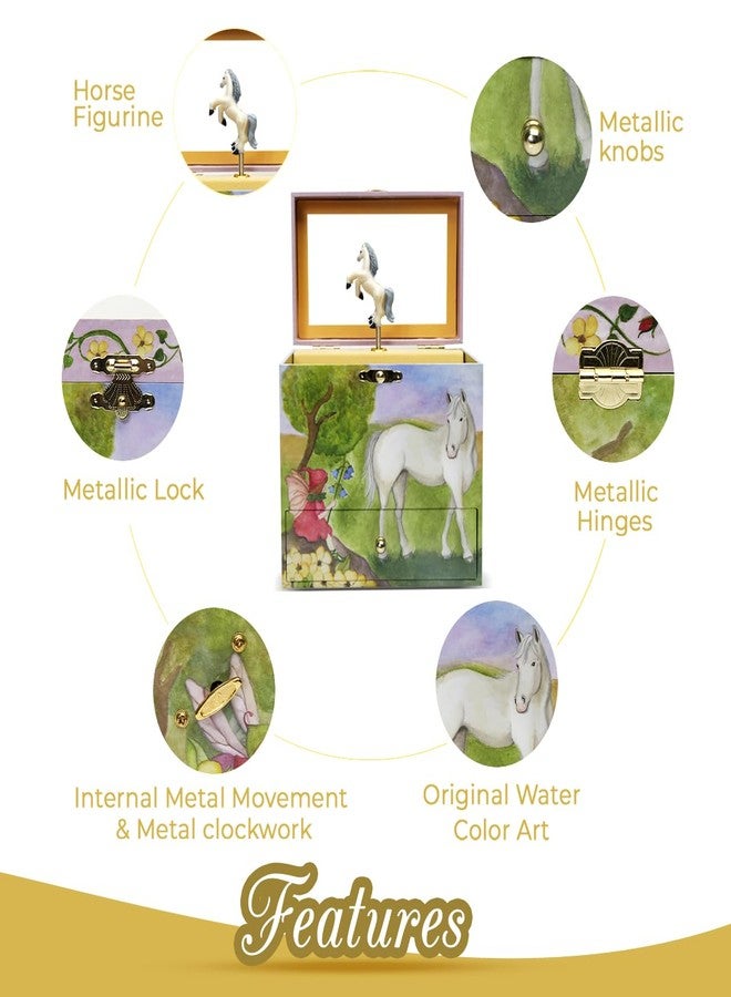 Enchantmints Horse Fairy Musical Jewelry Box Spins to "In the Good Old Summer Time" 3 Pullout Drawers Treasure Storage - Image 4