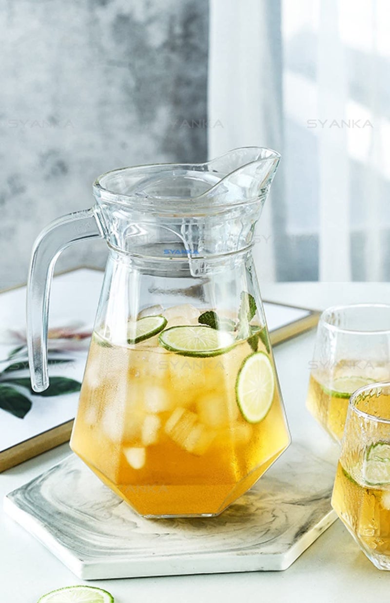 SYANKA Italian Glass Water Jug - 1.3 Ltr Transparent Pitcher With Lid for Dining Table, Hot Cold Water, Iced Tea, Milk, Juice and Beverage Carafe - Image 4