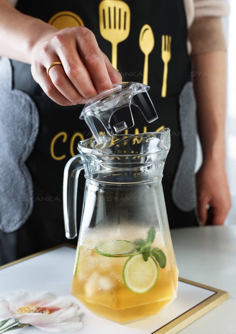 SYANKA Italian Glass Water Jug - 1.3 Ltr Transparent Pitcher With Lid for Dining Table, Hot Cold Water, Iced Tea, Milk, Juice and Beverage Carafe - Image 5