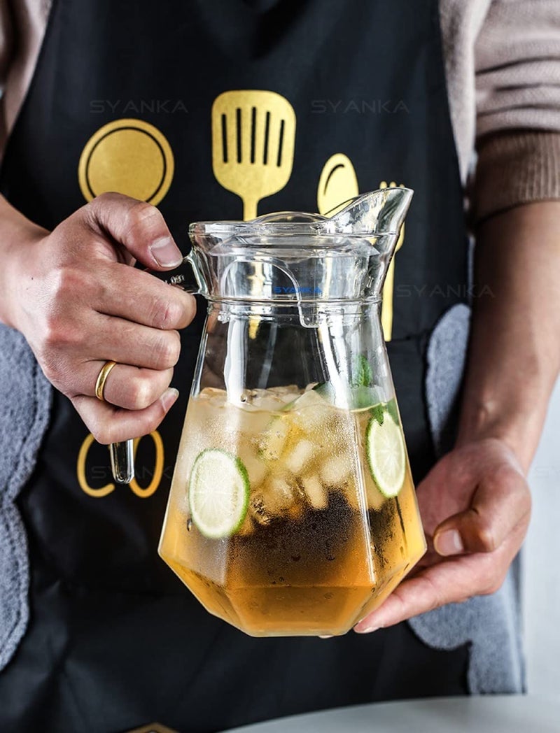 SYANKA Italian Glass Water Jug - 1.3 Ltr Transparent Pitcher With Lid for Dining Table, Hot Cold Water, Iced Tea, Milk, Juice and Beverage Carafe - Image 3