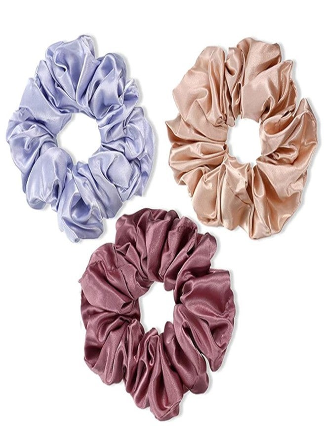 IGNOTO Satin Scrunchies for Hair, Soft Silk Elastic Hair Band Set Hair Ties Ponytail Holders for Women and Girls || Color:- Assorted (Pack of 3) c - Image 1