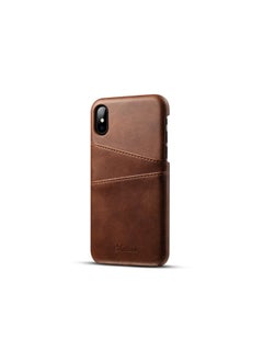 Vintage Card Small Cowhide Pattern For Iphone X Phone Case Protective Case For AppleXS Genuine Leather Business Phone Case-Color:Brown-Applicable Model:For Iphone 11