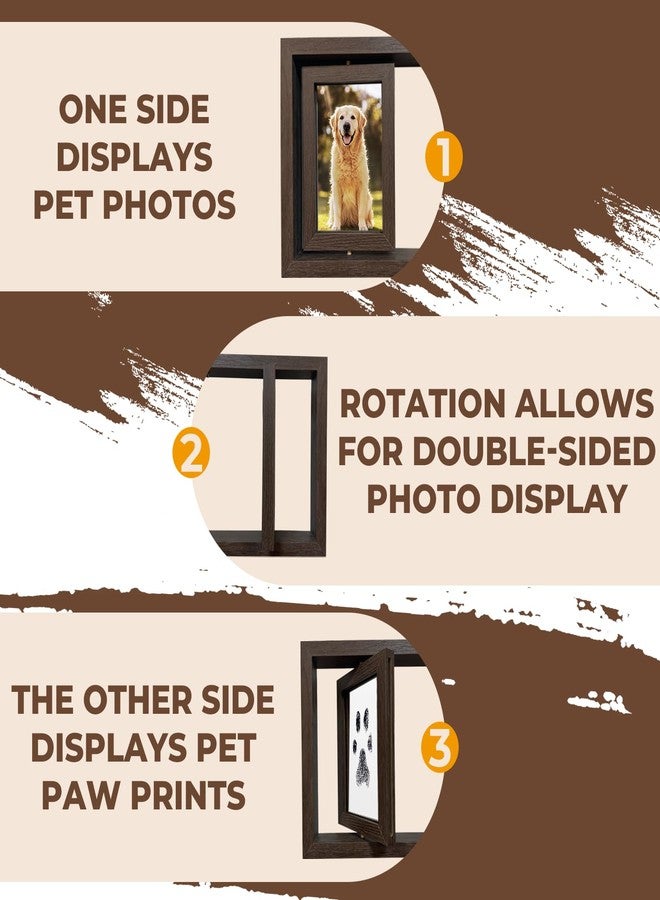KUEIOX Dog Memorial Picture Frame Gift Set for Dog Cat,Pet Rotating Wooden Photo 4.7x6.9 Frame-4 Sets Inkless Paw Print Kit & Paper Picture Frames-Furever Keychain Keepsake(Brown) - Image 4