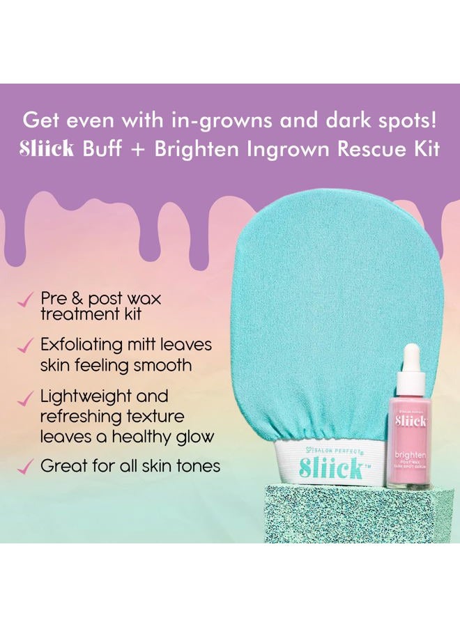 Sliick Buff + Brighten Ingrown Hair Treatment for Bikini Area – Post Shave Serum & Exfoliating Mitt for Razor Bumps & Dark Spots, Ingrown Hair Serum, 1 fl oz - Image 2