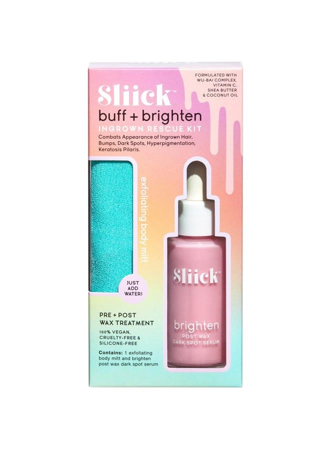 Sliick Buff + Brighten Ingrown Hair Treatment for Bikini Area – Post Shave Serum & Exfoliating Mitt for Razor Bumps & Dark Spots, Ingrown Hair Serum, 1 fl oz - Image 1