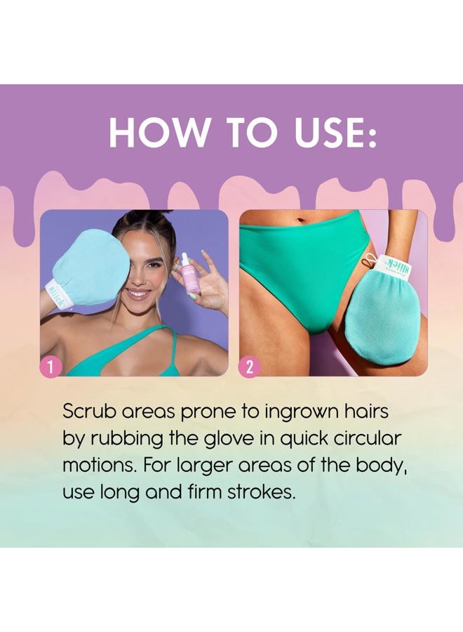 Sliick Buff + Brighten Ingrown Hair Treatment for Bikini Area – Post Shave Serum & Exfoliating Mitt for Razor Bumps & Dark Spots, Ingrown Hair Serum, 1 fl oz - Image 5
