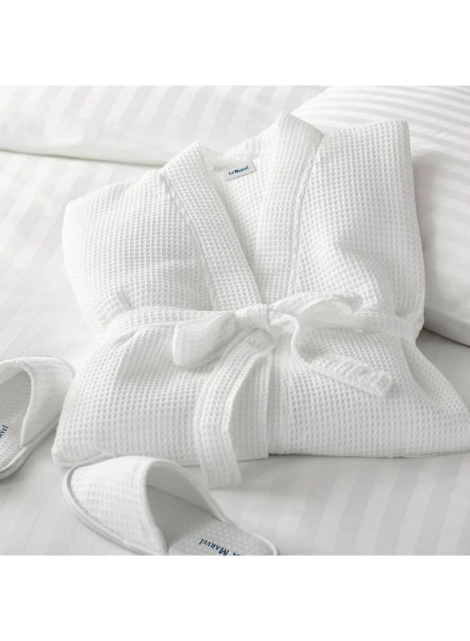 MXM Unisex Cotton Bathrobe – Lightweight Spa & Hotel Robe with Pockets, 100% Cotton Towel for Men & Women (2 Set White) - Image 4