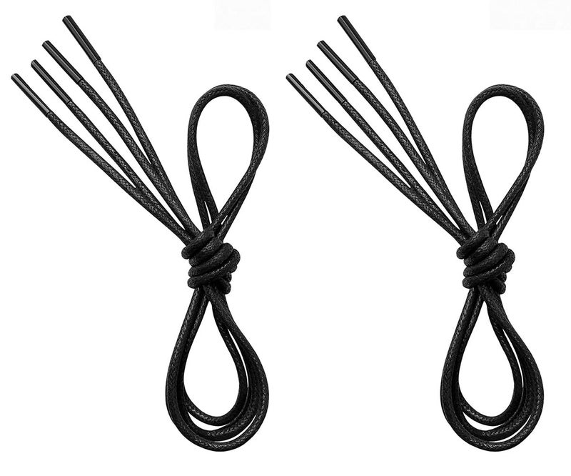 VSUDO Waxed Round 43" Black Dress Shoe Laces for Mens Dress Shoes, 1/8" Thin Formal Business Oxford Black Dress Shoe Strings for Dress Shoes, Black Shoelaces for Dress Shoes (2 Pairs-Black-110CM) - Image 1