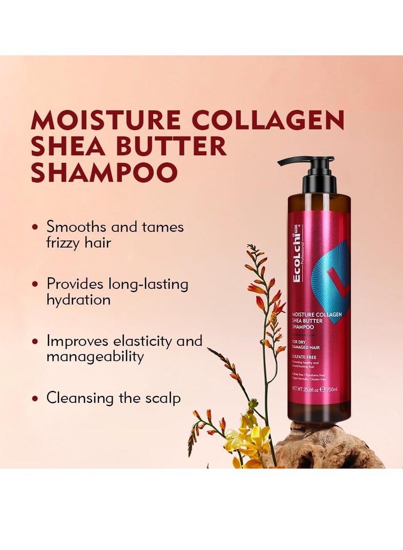 Ecolchi Hair Mask Shampoo and Conditioner Argan Oil Set Natural Herbal Moisture Collagen Deep Repair Hair Treatment Shampoo Conditioner Set for Dry and Damaged All Hair Types 550+2X750+60ml - Image 3