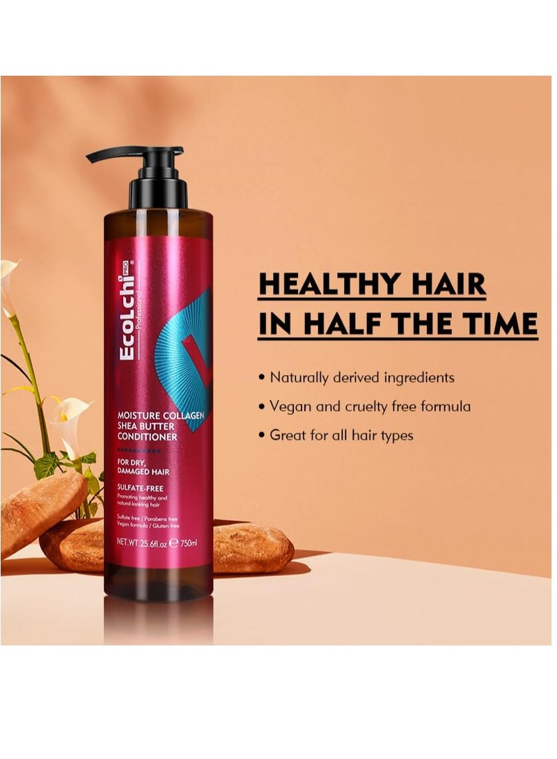 Ecolchi Hair Mask Shampoo and Conditioner Argan Oil Set Natural Herbal Moisture Collagen Deep Repair Hair Treatment Shampoo Conditioner Set for Dry and Damaged All Hair Types 550+2X750+60ml - Image 4