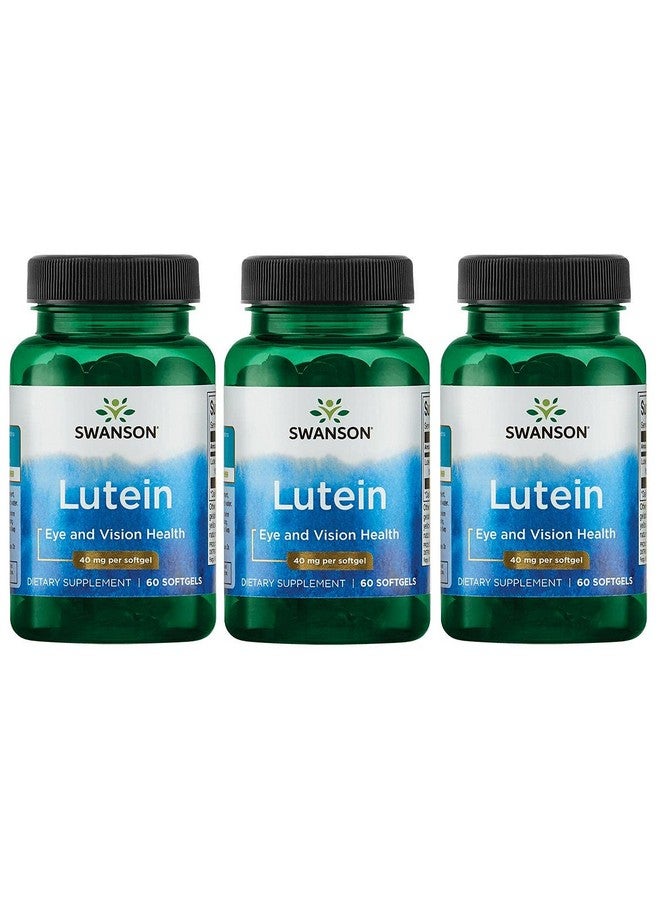 Swanson Lutein Eye Vision Retina Macula Health Supplement 40 mg 60 Softgels Sgels (3 Pack) - Image 1